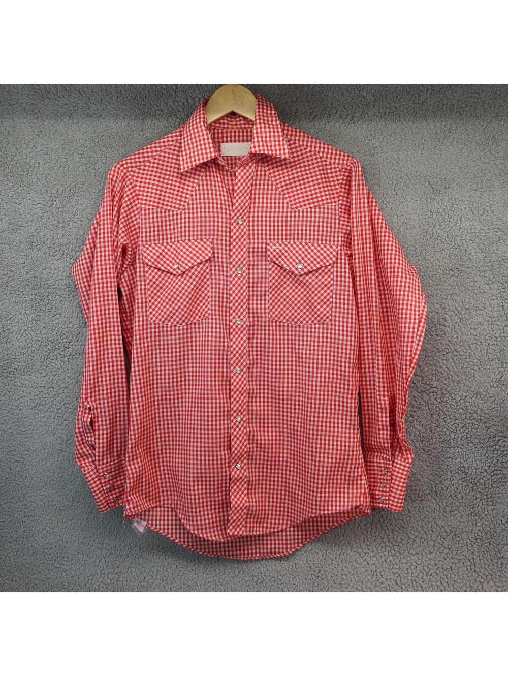 Jason Shirt Mens Small Red USA Made Pearl Snap LS Western